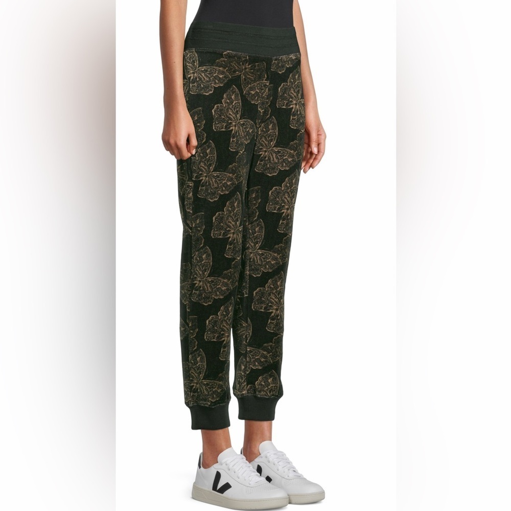 Johnny Was Zuri Modern Velour Sweatpants Black & Butterflies Size Medium NWT - Picture 9 of 14